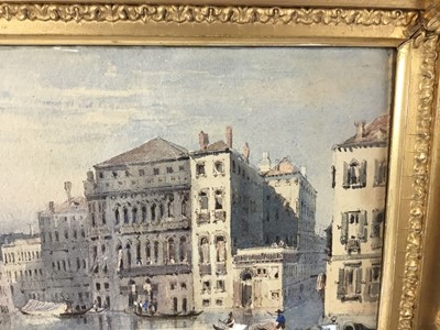 Lot 1 - 19th century Venetian watercolour - canal scene, 17 x 24cm, in glazed frame
