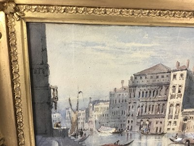 Lot 1 - 19th century Venetian watercolour - canal scene, 17 x 24cm, in glazed frame