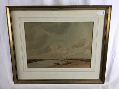 Lot 15 - Martin Hardie (1875-1952) watercolour-  harbour scene probably Norfolk, 36cm x 26cm, mounted in glazed frame (52cm x 43cm overall)