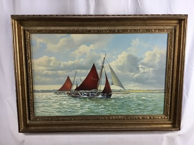 Lot 16 - William H Bishop (b.1942) two signed oil on canvas marine scenes, Blackwater Estuary, both framed