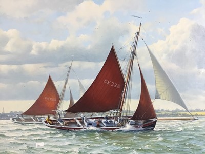 Lot 16 - William H Bishop (b.1942) two signed oil on canvas marine scenes, Blackwater Estuary, both framed