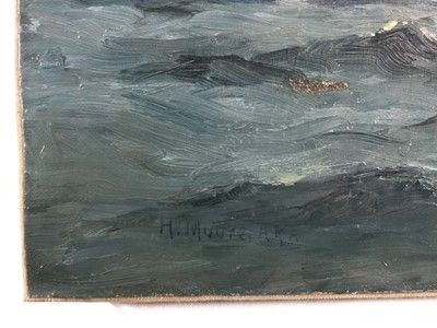 Lot 13 - Henry Moore ARA oil on canvas - Marine scene, signed, 61cm x 30.5cm, unframed