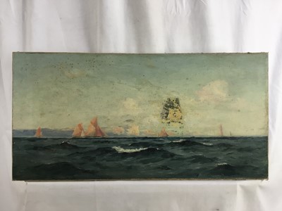 Lot 13 - Henry Moore ARA oil on canvas - Marine scene, signed, 61cm x 30.5cm, unframed
