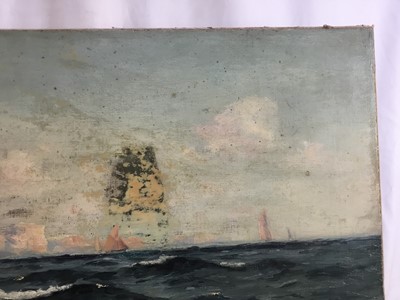 Lot 13 - Henry Moore ARA oil on canvas - Marine scene, signed, 61cm x 30.5cm, unframed
