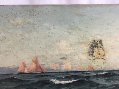 Lot 13 - Henry Moore ARA oil on canvas - Marine scene, signed, 61cm x 30.5cm, unframed