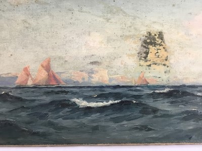 Lot 13 - Henry Moore ARA oil on canvas - Marine scene, signed, 61cm x 30.5cm, unframed