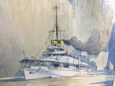 Lot 14 - Reid watercolour - H.M.S. Cricket on duty, Windbox Gorge, Upper Yangtze River, signed