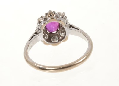 Lot 431 - Ruby and diamond cluster ring