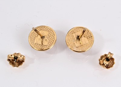 Lot 880 - Frey Wille pair of gold plated enamelled cabochon stud earrings, boxed