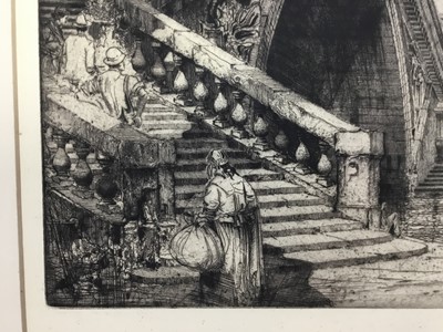 Lot 19 - Hedley Fitton (1859-1929) signed etching - Rialto, Venice, mounted, 62cm x 52cm overall