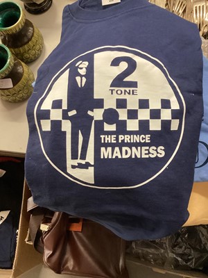 Lot 308 - Four boxes of band, mainly ska, printed T-shirts including Madness, The Beat, 2 Tone Records etc