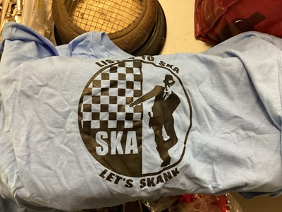 Lot 308 - Four boxes of band, mainly ska, printed T-shirts including Madness, The Beat, 2 Tone Records etc