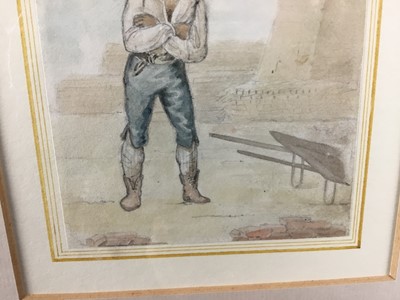 Lot 41 - William B. Lambert (1794-1840) pencil and watercolour - 'A brick-maker', 12cm x 9.5cm, in glazed gilt frame, 27.5cm x 23.5cm overall  
Provenance: William Drummond, St. James's