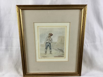 Lot 41 - William B. Lambert (1794-1840) pencil and watercolour - 'A brick-maker', 12cm x 9.5cm, in glazed gilt frame, 27.5cm x 23.5cm overall  
Provenance: William Drummond, St. James's