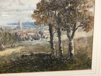 Lot 45 - Arthur Gordon, 19th century, watercolour - Dorset landscape with Corfe Castle beyond, signed and dated 1882, 30cm x 42cm, in glazed gilt frame