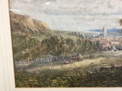 Lot 45 - Arthur Gordon, 19th century, watercolour - Dorset landscape with Corfe Castle beyond, signed and dated 1882, 30cm x 42cm, in glazed gilt frame