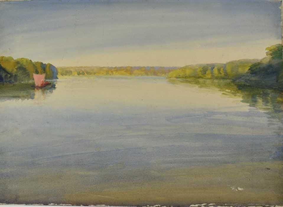 Lot 56 - *Gerald Spencer Pryse (1882-1956) watercolour - Epe Lagoon, 38.5cm x 54cm, titled verso, unframed