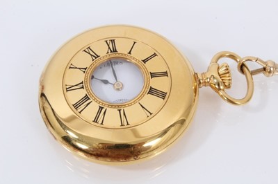 Lot 585 - Gentlemen's Gradus gold plated half hunter pocket watch with white enamel Roman numerial dial and subsidiary seconds, together with a yellow metal watch chain (tests as 9ct gold) (2).