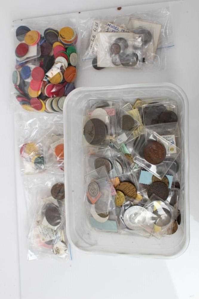 Lot 75 - World - Mixed Jetton's, Advertising Cheques, Tally's, G.B. model/play money coins, medalets, calendar tokens, transport tokens & many other issues (Qty)