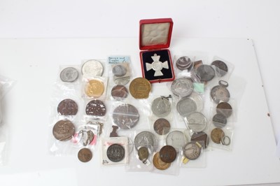 Lot 76 - World - Mixed base metal commemorative medallions to include 'Victory Copper' Lord Nelson, 19th century U.K. Pigeon Club Awards & many others (Qty)