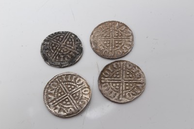 Lot 88 - G.B. - Mixed Henry III silver hammered Penny's to include Class 3c Nicole on London x 3 VF-EF and Class 5c IOH.S Canterbury AVF (4 coins)
