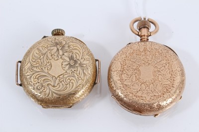Lot 860 - Early 20th century 14ct gold wristwatch and 14ct gold cased fob watch (2)