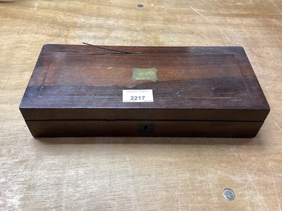 Lot 2217 - 19th century hardwood flute in rosewood case