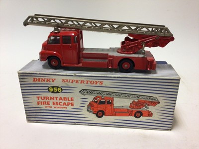 Lot 18 - Dinky Supertoy Turntable Fire Escape No 956, Fire Engine with extending ladder No 955 both in original boxes (2)