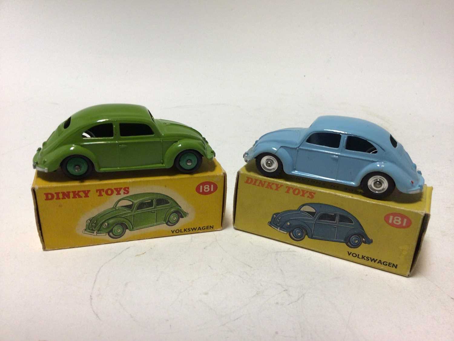 Lot 22 - Dinky Volkswagen No 181 light blue and green colourways both in original boxes