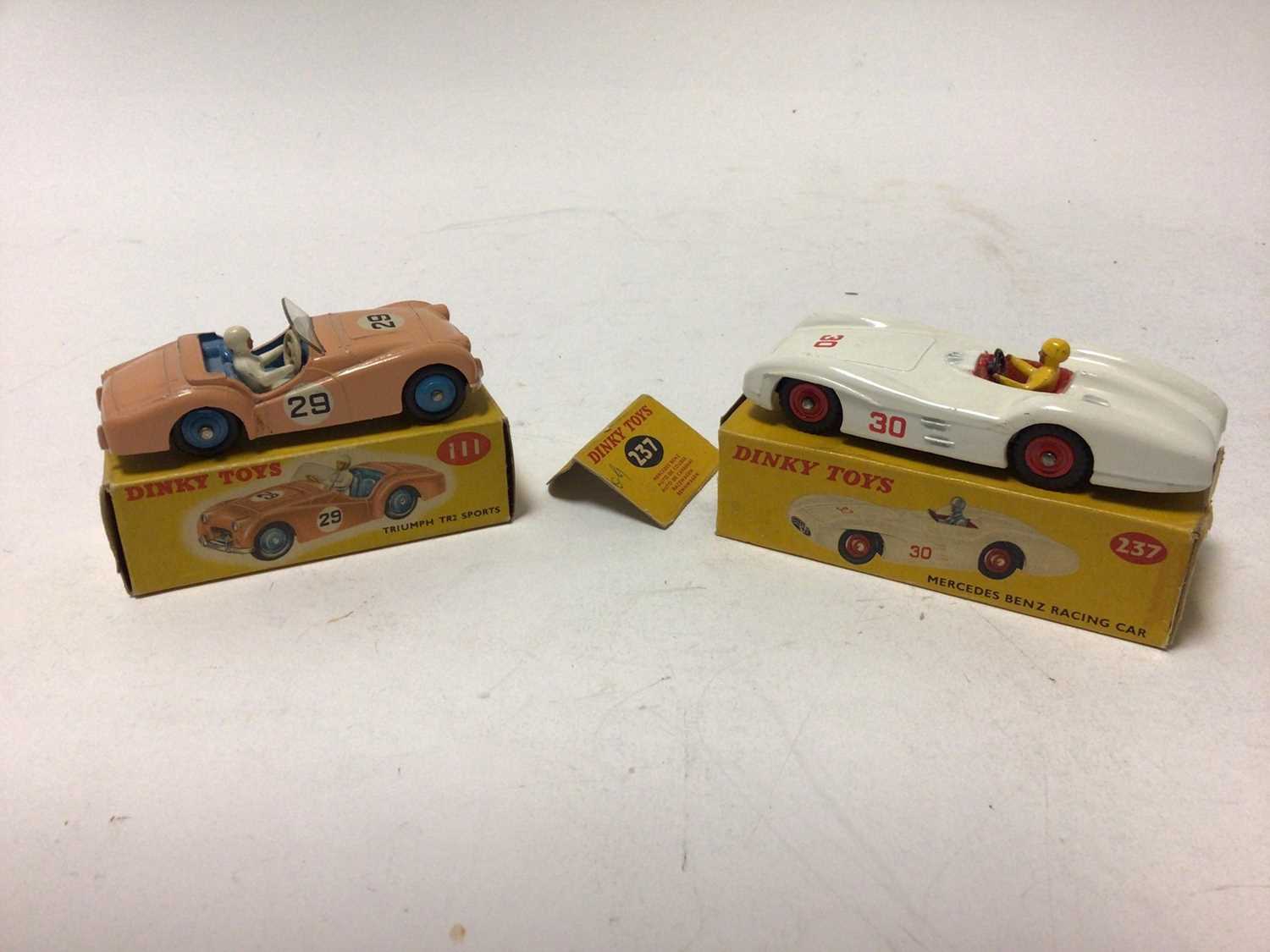 Lot 25 - Dinky Mercedes Benz Racing Car No 237, Triumph TR2 Sports Car No 111 both in original boxes (2)