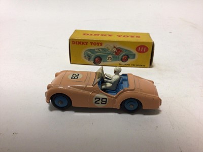 Lot 25 - Dinky Mercedes Benz Racing Car No 237, Triumph TR2 Sports Car No 111 both in original boxes (2)