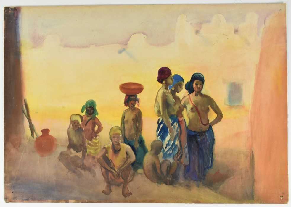 Lot 51 - *Gerald Spencer Pryse (1882-1956) watercolour - Street in Kano, 54cm x 77cm, titled verso, unframed