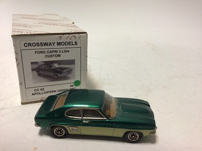 Lot 51 - Crossways Models Ford Capri 3 litre custom No.4 of limited edition of 25 metallic Appolo Green plus one other Ford Capri 3 litre No.11 of limited edition of 25 finished in metallic orange over whit...