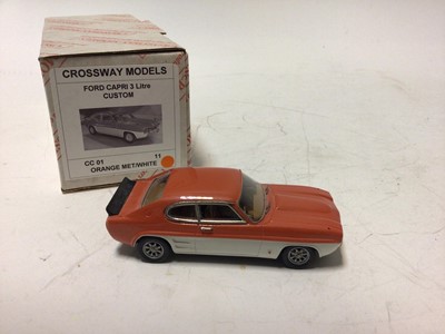 Lot 51 - Crossways Models Ford Capri 3 litre custom No.4 of limited edition of 25 metallic Appolo Green plus one other Ford Capri 3 litre No.11 of limited edition of 25 finished in metallic orange over whit...