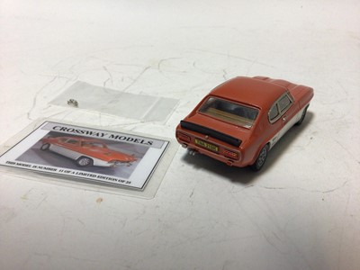 Lot 51 - Crossways Models Ford Capri 3 litre custom No.4 of limited edition of 25 metallic Appolo Green plus one other Ford Capri 3 litre No.11 of limited edition of 25 finished in metallic orange over whit...