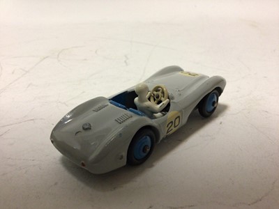 Lot 35 - Dinky Aston Martin DB3 Sports Car No 110, in two different colourways, Green and Grey, both in original boxes (2)