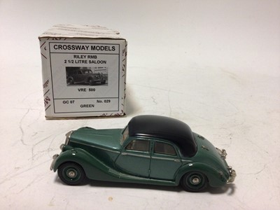 Lot 53 - Crossways Models Riley RMB 2.5 litre Saloon No.29 of production run of 100, Morris Oxford Series II Traveller No.19 of 600 both boxed with certificates (2)