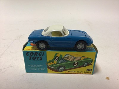 Lot 42 - Corgi Ferrari 'Berlinetta' 250 Le mans No 314, Marios 1800Gt, with Volvo Engine No 3424, Lotus elan Coupé No 319, all boxed (3)