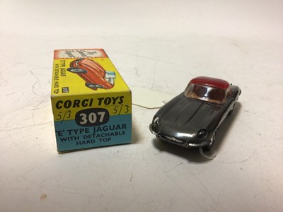 Lot 44 - Corgi E type Jaguar with detachable Hard Top No.307, boxed