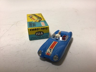 Lot 45 - Corgi lotus Mark Eleven le Mans Racing Car No.151A, MGA Sports Car No.302, both boxed (2)