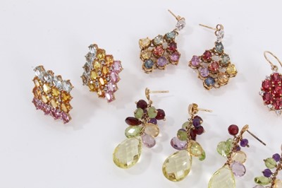 Lot 810 - Group of 9ct gold gem set earrings to include five pairs and one single