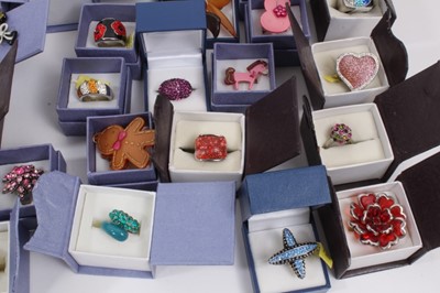 Lot 824 - Group of contemporary gem and paste set costume rings including a Butler & Wilson flower ring in box and other costume jewellery