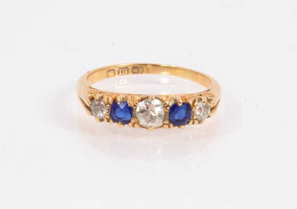 Lot 840 - Victorian 18ct gold sapphire and diamond five stone ring