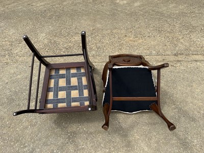 Lot 74 - Edwardian mahogany and inlaid open armchair and another