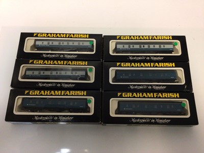Lot 81 - Graham Farish N gauge carriages including Royal Mail TPO Sorting Van 374-902 (6), BR Newspaper Packing Bogie Van No.0777 (4) and BR Express Parcels Bogie Van No.0778 (2), all boxed, (12...