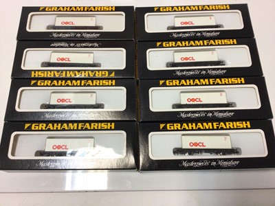 Lot 91 - Graham Farish N gauge rolling stock including BR (VBA) Speedlink Van No.3905 (12) and BR OOCL container Wagons No.4005 (12), all boxed (24 total)