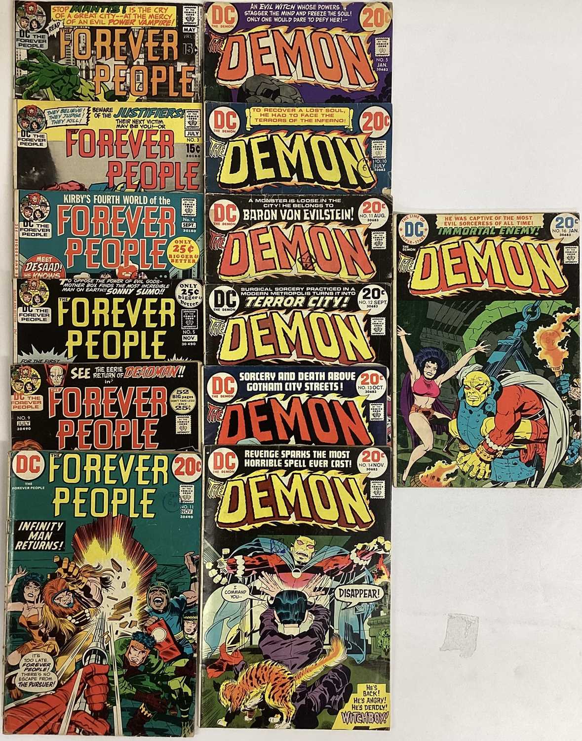 Lot 74 - Quantity of 1970's DC Comics Editor Jack Kirby's The Demon #5 #10 #11 #12 #13 #14 #16 together with The Forever People #2 #3 #4 #5 #9 #11