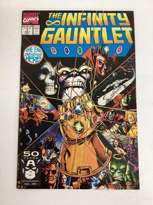 Lot 50 - Marvel comics The Infinity Gauntlet, issues 1, 3, 4 and 6. First issue includes Thanos and avengers. All priced 2.50usd. (4)