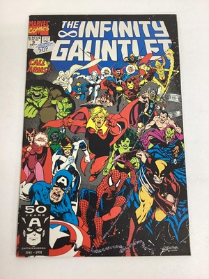 Lot 50 - Marvel comics The Infinity Gauntlet, issues 1, 3, 4 and 6. First issue includes Thanos and avengers. All priced 2.50usd. (4)