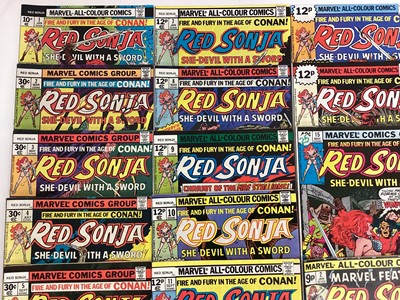 Lot 72 - Marvel comics Red Sonja, first solo series (1977 to 1979). Complete run from issues 1-15. Also to include Marvel feature presents Red Sonja issues 2-7 (1976). (21)